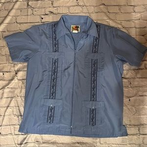 GENUINE HABAND VINTAGE GUAYABERA ZIP SHIRT CUBAN WEDDING ROCKABILLY